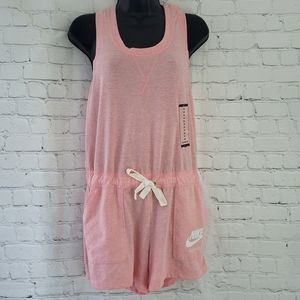 Nike Racerback Romper Womens Size Medium Pink Tie Waist Pockets NWT